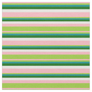 Pink, Green, Dark Cyan, Dark Green & Mint Cream Fabric