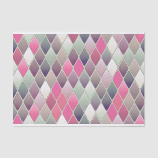 pink green diamond pastel tissue paper (Front)