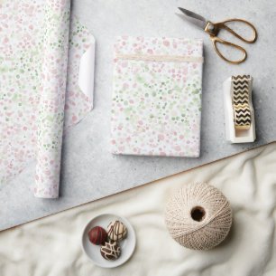 Pink Green Dots Wrapping Paper