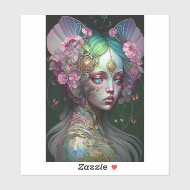 Pink Green Elf Fairy Woman Fantasy Art (Sheet)