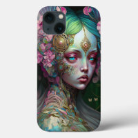 Pink Green Elf Fairy Woman Fantasy Art
