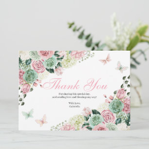 Pink & Green Enchanted Garden  Thank You Card