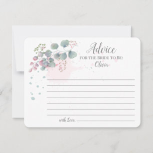 Pink Green Eucalyptus Advice for the Bride to Be Card