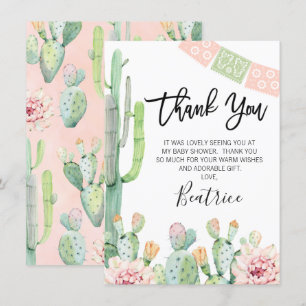 Pink Green Fiesta Baby Shower Thank You Card