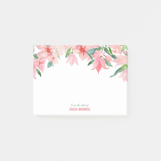 Pink Green Floral Border Post-it Notes (Front)