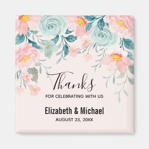 Pink & Green Floral Border Thank You Magnet