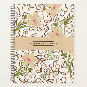 Pink Green Floral Botanical Pattern Weekly Monthly Planner