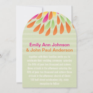 Pink Green Floral Chrysanthemum Wedding Invitation