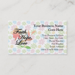 Pink/Green Floral Faith Hope Love Business Card