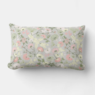 Pink Green Floral Flower Girl Pattern Lumbar Cushion