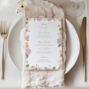 Pink Green Floral Frame Wedding Menu