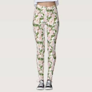  Pink Green Floral  Leggings