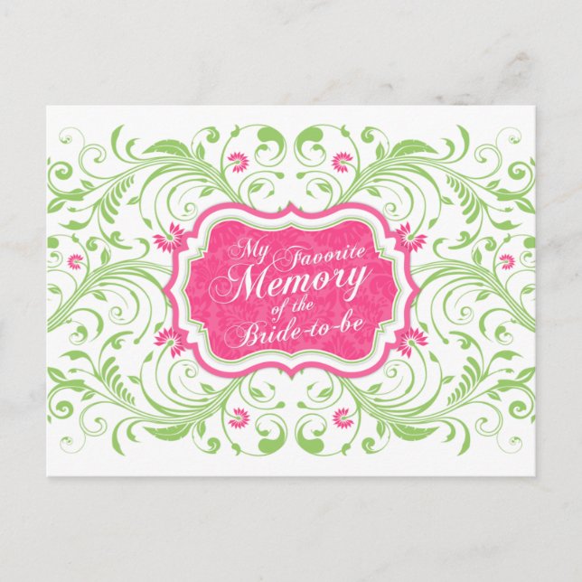 Pink Green Floral Memory Card for the Bride (Front)