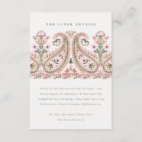 Pink Green Floral Paisley Motif Wedding Details