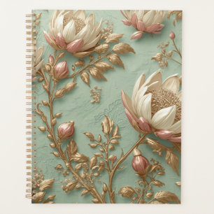Pink Green Floral Planner Journal Book