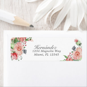 Pink & Green Floral Quinceañera Return Address