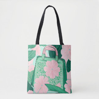 Pink & Green Floral Trompe L'oeil Handbag Illusion