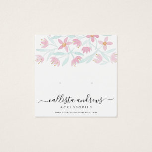 Pink Green Floral Watercolor Earring Display