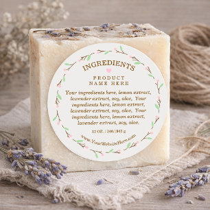 Pink & Green Floral Wreath Ingredients List Label