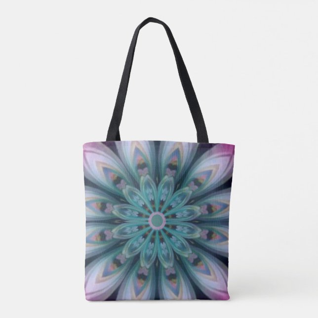 Pink & Green Flower Mandala Tote Bag (Back)