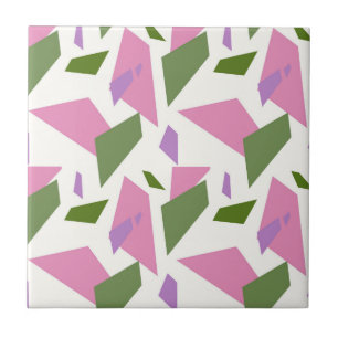 Pink Green Geometric Shapes Seamless Pattern Tile