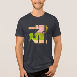 Pink Green Geometric Tribal Art Motif, Small Tri-Blend Shirt