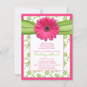 Pink Green Gerbera Daisy Bridal Shower Invitation