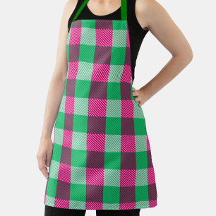 Pink Green Gingham Check Design  Apron