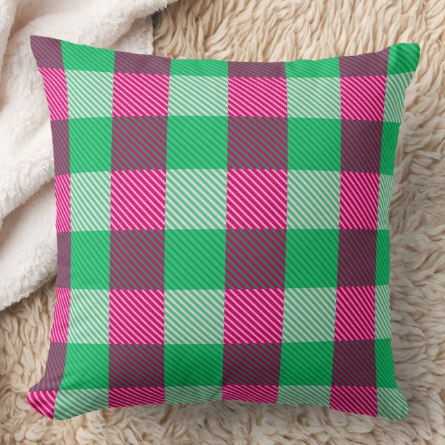 Pink Green Gingham Check Design  Cushion (Creator Uploaded)