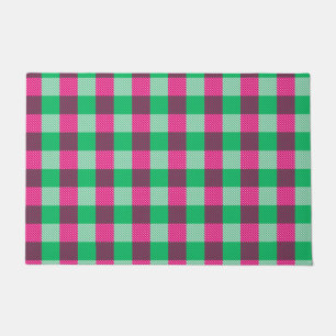 Pink Green Gingham Check Design Doormat