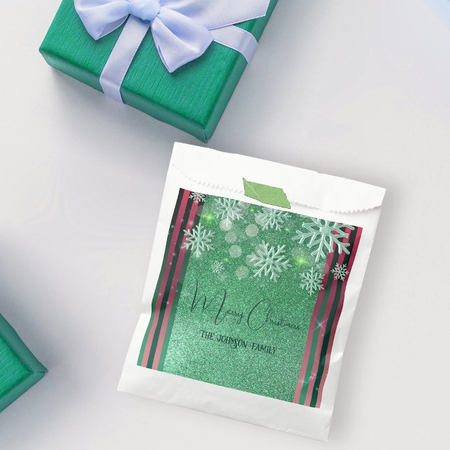 Pink Green Glitter Winter Wonderland Christmas Favour Bags (Creator Uploaded)