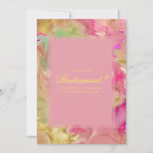 Pink, green, gold, marble in invitations  (Front)