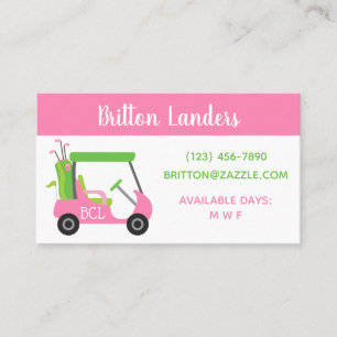 Pink & Green Golf Business or Contact Cards