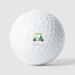 Pink Green Golf Cart Personalised funny Golf Balls