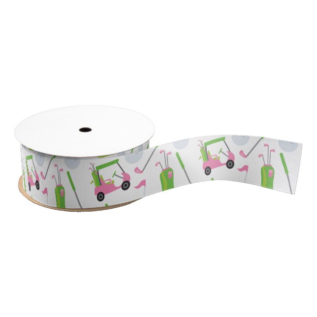 Pink & Green Golf Grosgrain Ribbon (Spool)