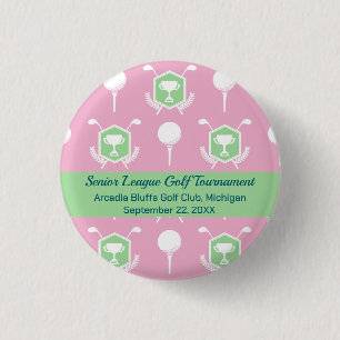 Pink & Green - Golf League Party Favor Button
