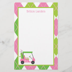 Pink & Green Golf Personalised Stationery