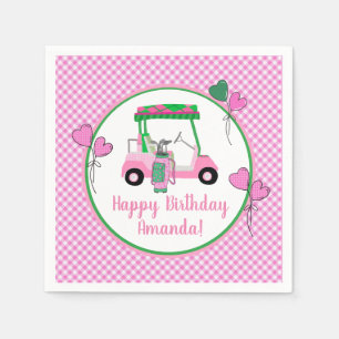Pink & Green Golf Theme Personalised Party  Napkin