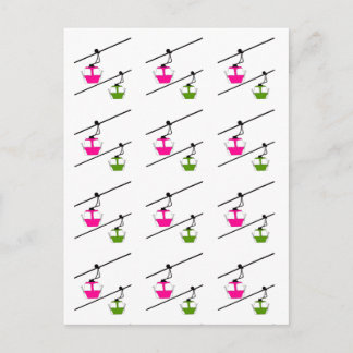 Pink & green gondolas holiday postcard