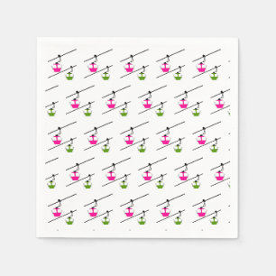 Pink & green gondolas napkin