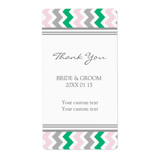 Pink Green Grey Chevron Wedding Labels