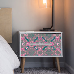 Pink Green Grey Ornate Swirly Pattern Decoupage Tissue Paper