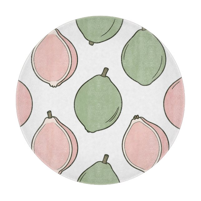 Pink Green Guava Pattern Cutting Board (Front)