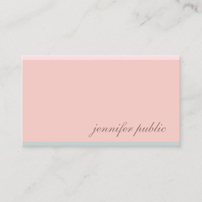 Pink Green Handwritten Script Modern Simple Trendy Business Card (Front)