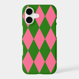 Pink Green Harlequin Checkered Design 