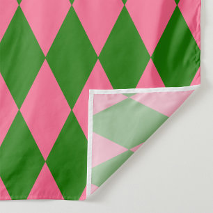 Pink Green Harlequin Checkered Design  Fabric