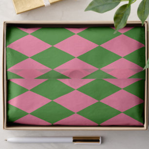 Pink Green Harlequin Checkered Design  Tissue Paper