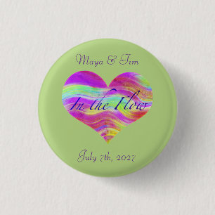 Pink Green Heart  3 Cm Round Badge