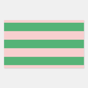 Pink & Green Horizontal Stripe   Any Size   Custom Rectangular Sticker