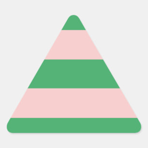 Pink & Green Horizontal Stripe Any Size Custom Triangle Sticker